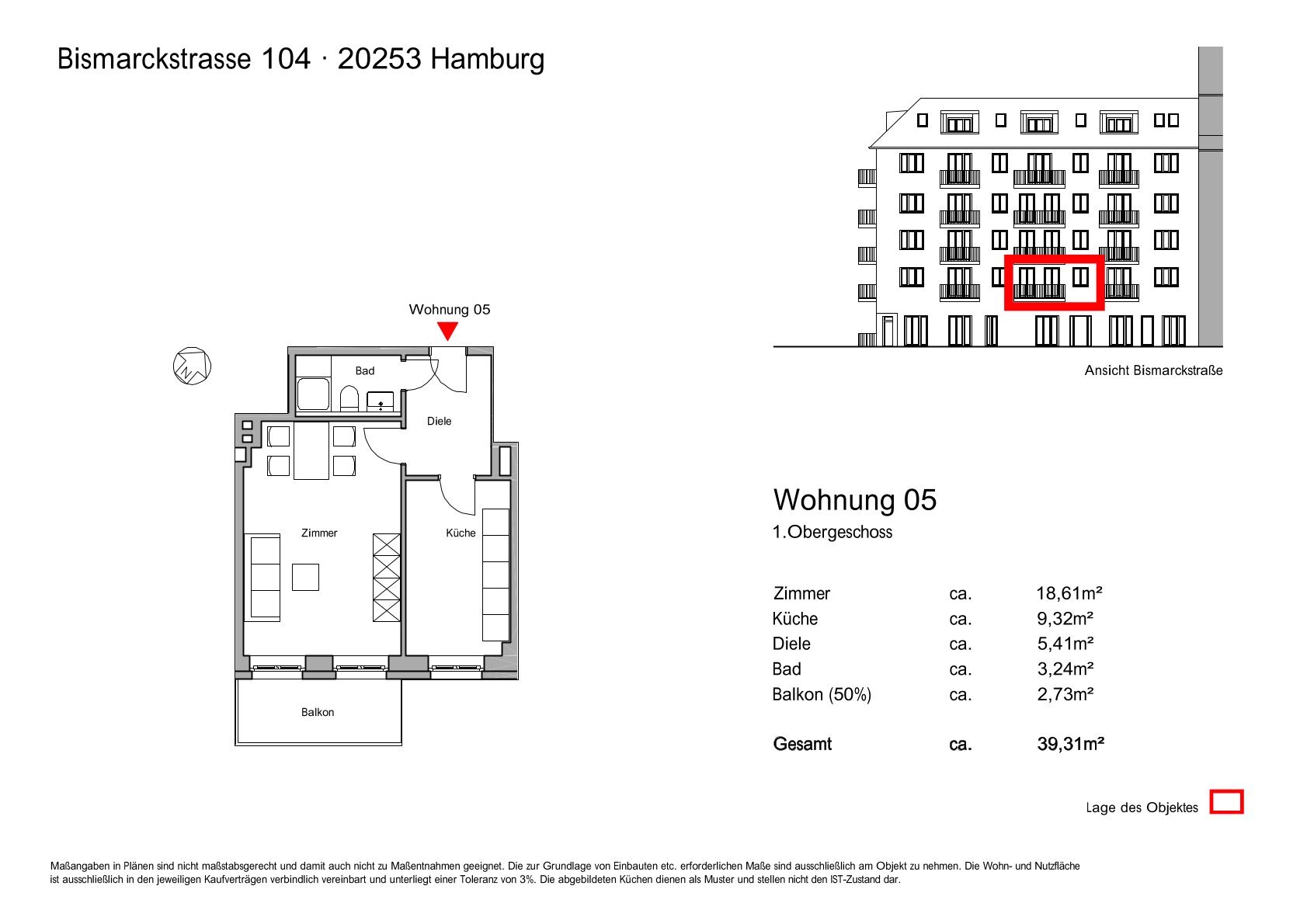 Wohnung zum Kauf 420.000 € 1 Zimmer 39,3 m²<br/>Wohnfläche 1.<br/>Geschoss ab sofort<br/>Verfügbarkeit Bismarckstraße 104 Hoheluft - West Hamburg 20253