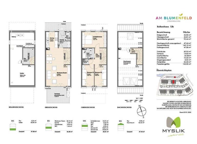 Reihenmittelhaus zum Kauf - Erstbezug provisionsfrei 619.000 € 4 Zimmer Lilienstraße 12b Straßwalchen 5204