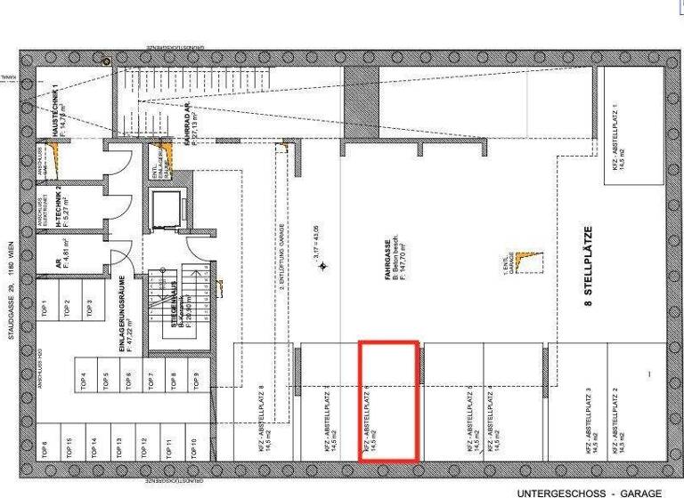 Tiefgaragenstellplatz zur Miete 42,02 € Staudgasse Wien 1180
