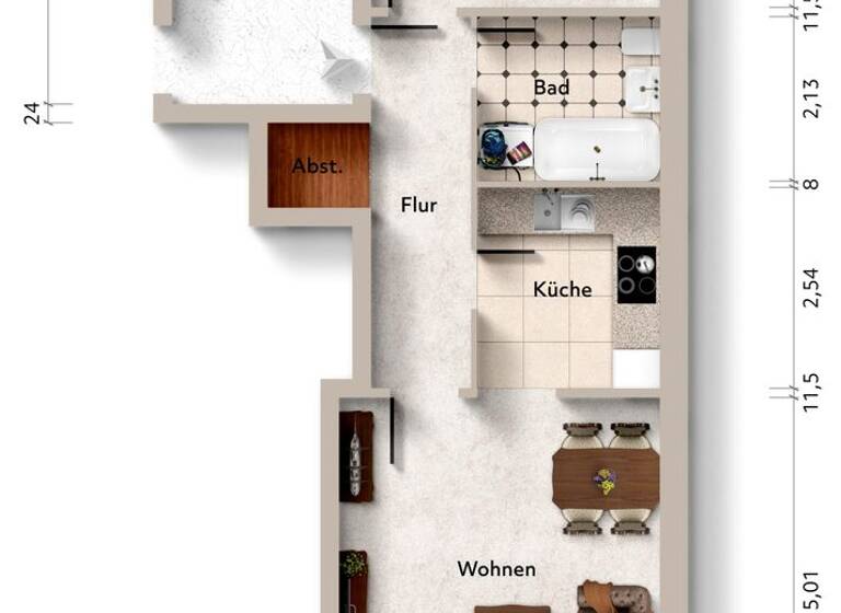 Wohnung zum Kauf 280.000 € 2 Zimmer 58 m² 1. Geschoss Poppenbüttel Hamburg 22399