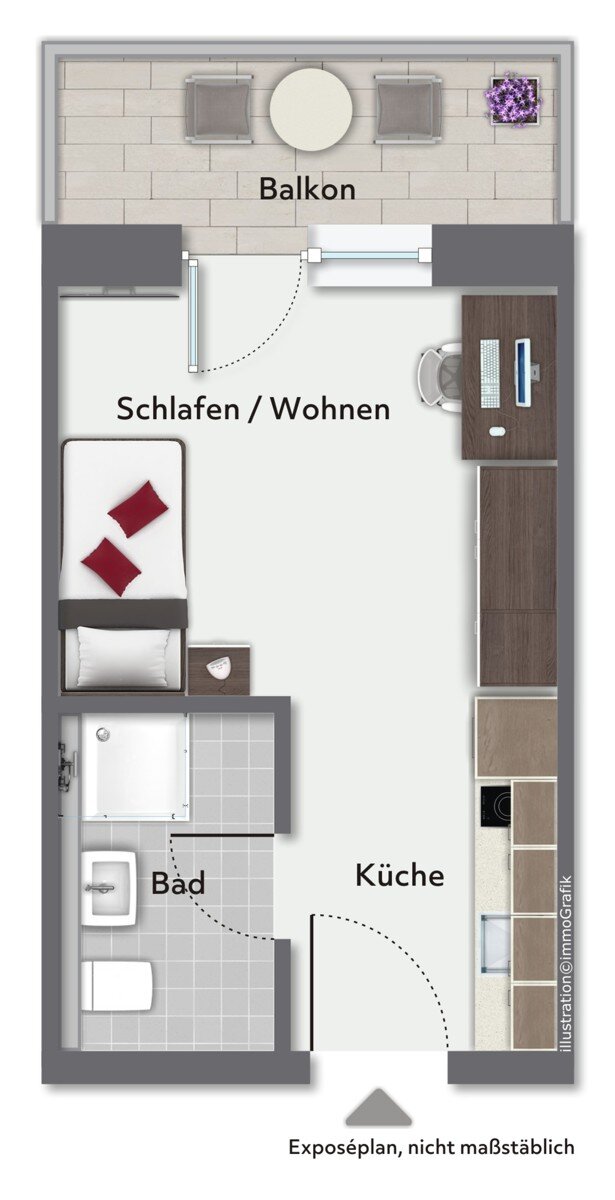 Wohnung zur Miete 320 € 1 Zimmer 20 m²<br/>Wohnfläche 01.04.2025<br/>Verfügbarkeit Planungsbezirk 121 Straubing 94315