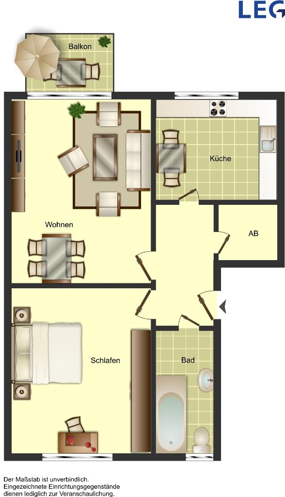 Wohnung zur Miete 344 € 2,5 Zimmer 50,5 m²<br/>Wohnfläche 1.<br/>Geschoss 01.01.2025<br/>Verfügbarkeit Theodor-Heuss-Straße 7 Statistischer Bezirk 51 Hamm 59077