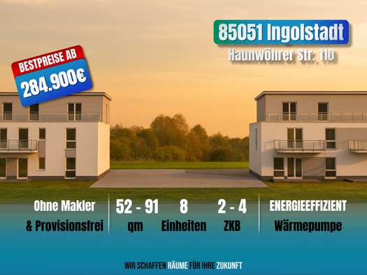 Wohnung zum Kauf provisionsfrei als Kapitalanlage geeignet 284.900 € 2 Zimmer 52 m² Haunwöher Str. Spitalhof Ingolstadt 85051