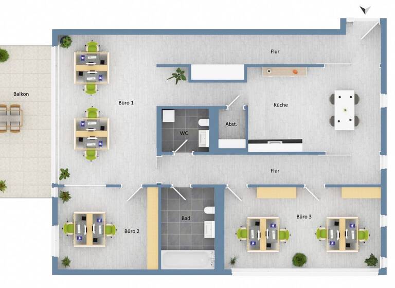 Büro zur Miete 1.001 € 3,5 Zimmer 114 m² Bürofläche Möhringen Tuttlingen 78532