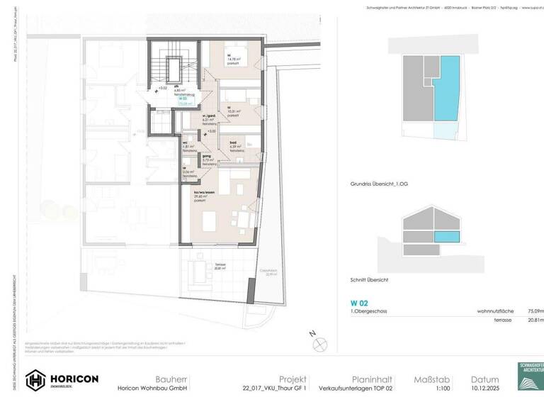 Terrassenwohnung zum Kauf - Erstbezug 665.800 € 3 Zimmer 75,1 m² 1. Geschoss Thaur 6065