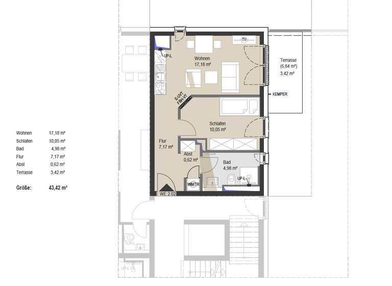 Terrassenwohnung zur Miete 795 € 2 Zimmer 43,4 m² EG frei ab 01.06.2026 Eilendorf Buxtehude 21614