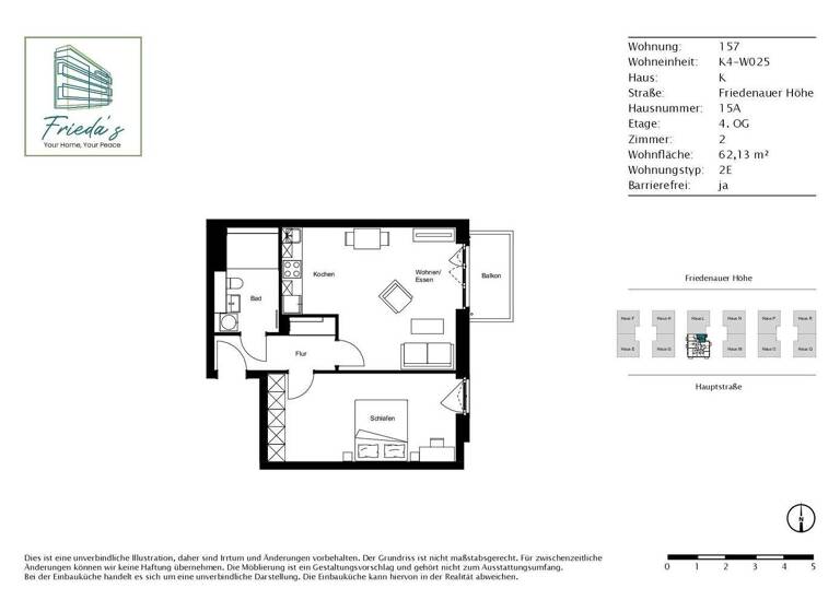 Wohnung zur Miete - Erstbezug 1.550 € 2 Zimmer 61,7 m² 4. Geschoss Friedenauer Höhe 15A Friedenau Berlin 12159
