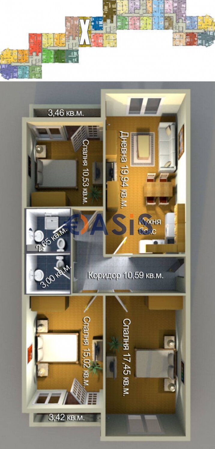 Apartment zum Kauf provisionsfrei 93.960 € 4 Zimmer 120 m²<br/>Wohnfläche 2.<br/>Geschoss bulevard "Zahari Stoianov" 356 Bourgas 8011