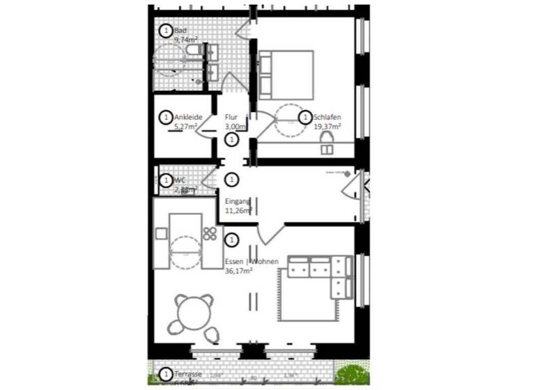 Wohnung zur Miete 1.280 € 2 Zimmer 89,1 m² EG frei ab sofort Mitte Sindelfingen 71063
