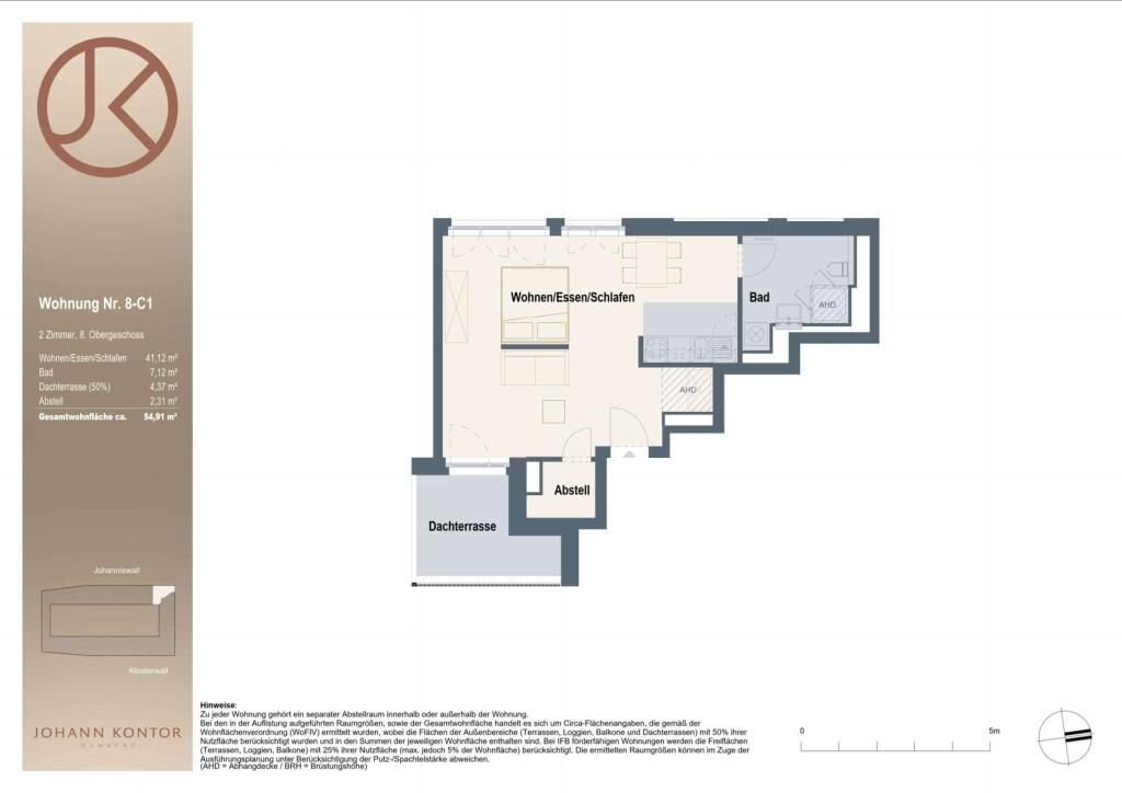 Wohnung zur Miete 1.497 € 1 Zimmer 55 m²<br/>Wohnfläche Hamburg-Altstadt Hamburg 20095