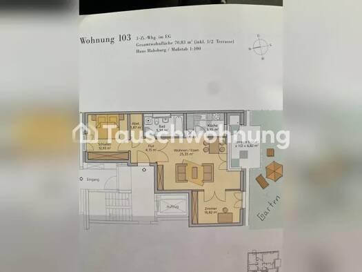 Wohnung zur Miete Tauschwohnung 1.100 € 3 Zimmer 70 m² EG Herdern Nord 79104