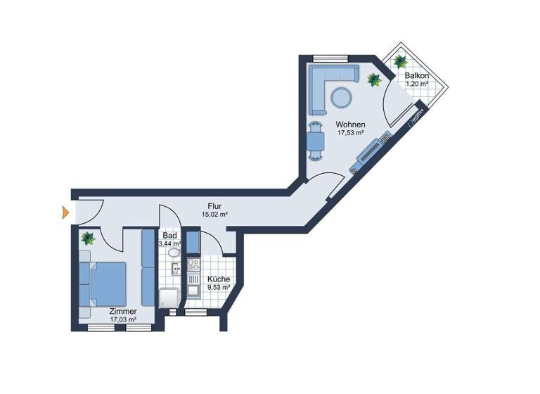 Wohnung zur Miete 1.260 € 2 Zimmer 63,2 m² 4. Geschoss Lichtenrader Straße 11 Neukölln Berlin / Neukölln 12049