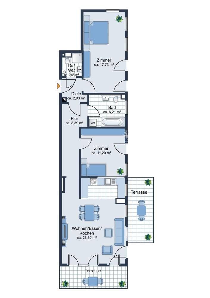 Wohnung zum Kauf 389.000 € 3 Zimmer 85,5 m²<br/>Wohnfläche EG<br/>Geschoss Friedrichshafen Friedrichshafen 88045