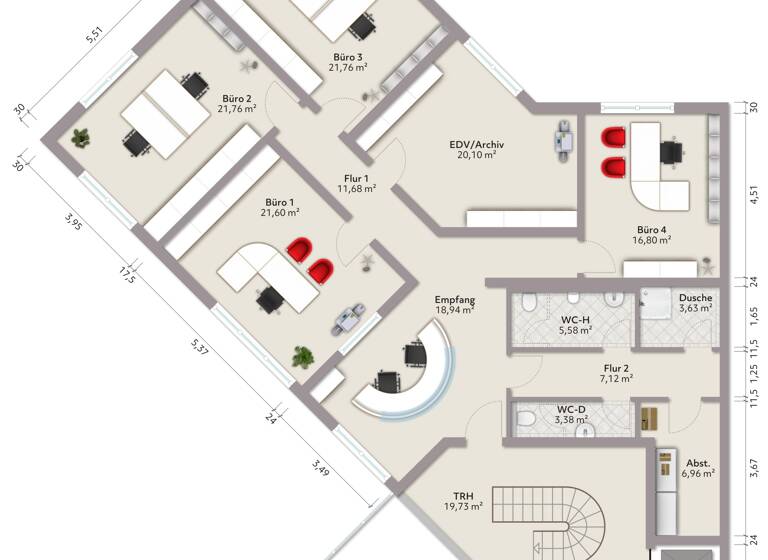 Büro-/Praxisfläche zur Miete 8 € 5 Zimmer Singen Singen 78224