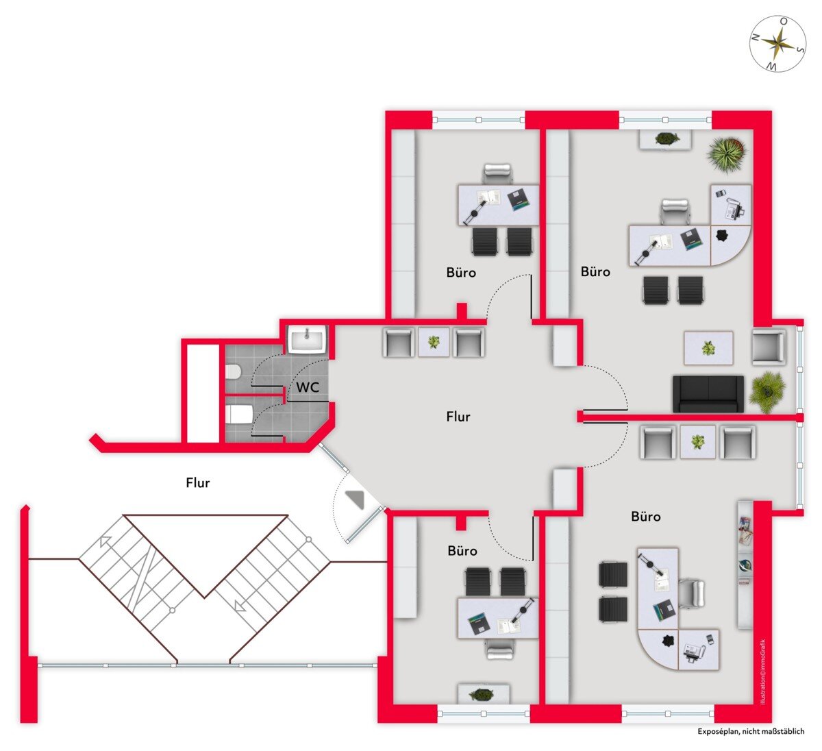 Bürofläche zur Miete 970 € 4 Zimmer 86,6 m²<br/>Bürofläche Ziegelhof Oldenburg 26121