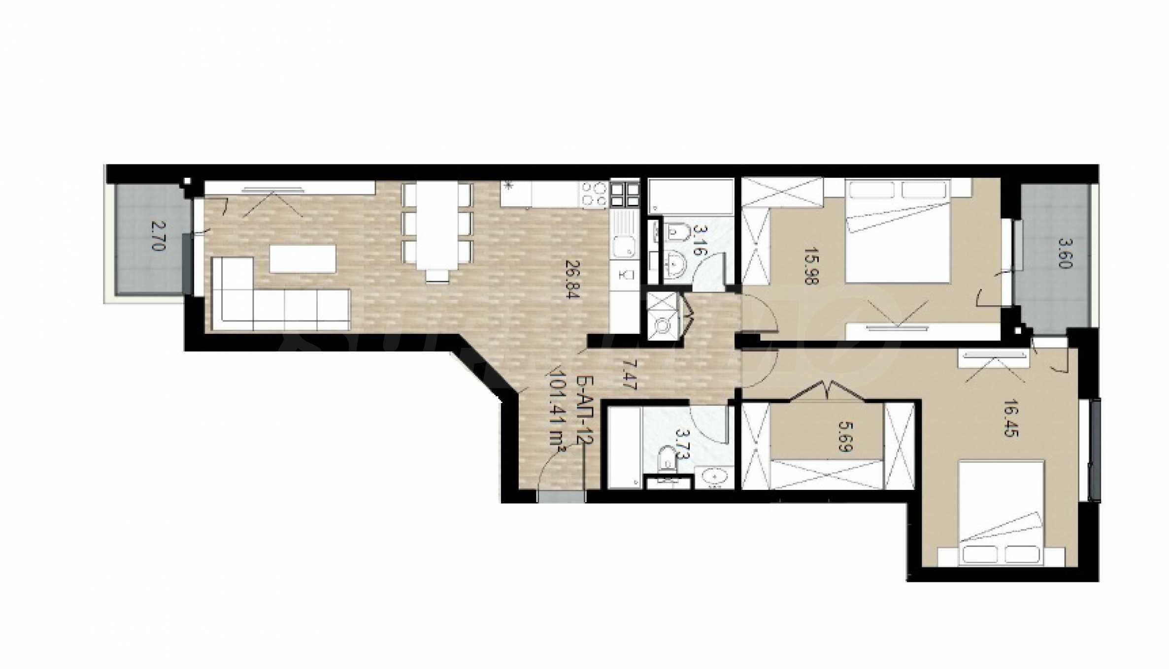 Studio zum Kauf 195.000 € 3 Zimmer 119,7 m²<br/>Wohnfläche Sofia