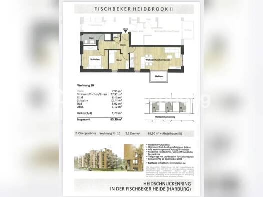 Wohnung zur Miete nur mit Wohnberechtigungsschein Tauschwohnung 613 € 2,5 Zimmer 65 m² 2. Geschoss Hausbruch Harburg 21149