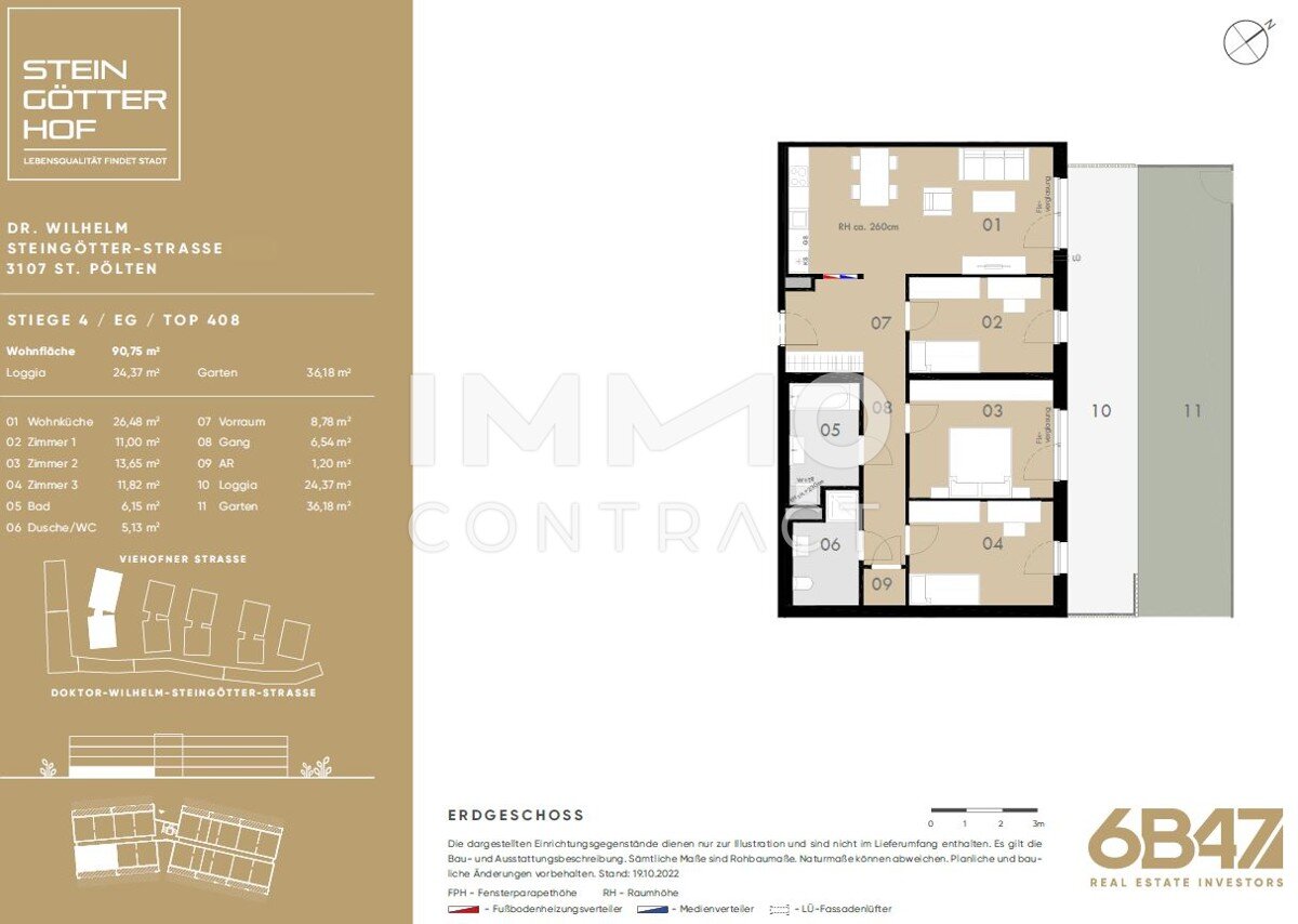 Wohnung zum Kauf provisionsfrei 321.100 € 4 Zimmer 90,8 m²<br/>Wohnfläche EG<br/>Geschoss St. Pölten St.Pölten 3100