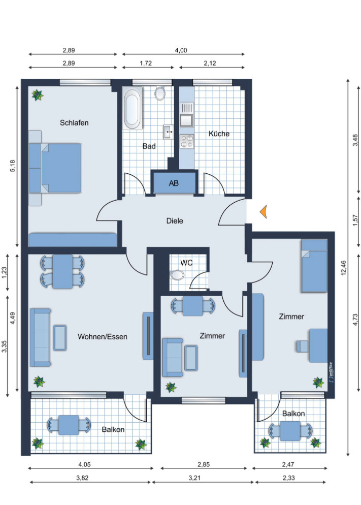 Wohnung zum Kauf provisionsfrei 169.500 € 4 Zimmer 86 m²<br/>Wohnfläche 3.<br/>Geschoss Hockstein Mönchengladbach / Hockstein 41239