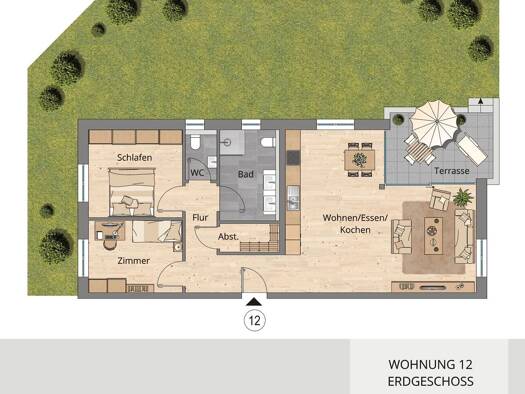 Wohnung zum Kauf - Neubau provisionsfrei 379.900 € 3 Zimmer 92,9 m² EG Rothenburger Str. 25 Creglingen 97993