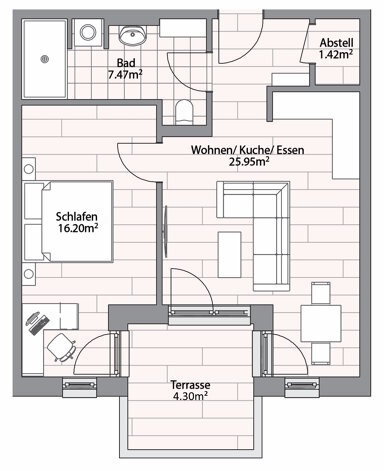 Terrassenwohnung zur Miete 770 € 2 Zimmer 55,1 m² EG frei ab sofort Helsunger Straße Blankenburg Blankenburg 38889