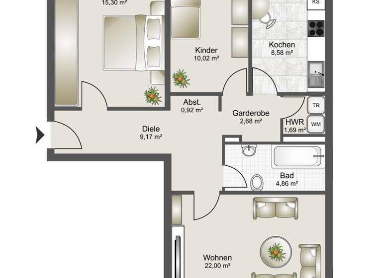 Wohnung zum Kauf 280.000 € 3 Zimmer 79 m² Bergwald Karlsruhe / Bergwald 76228