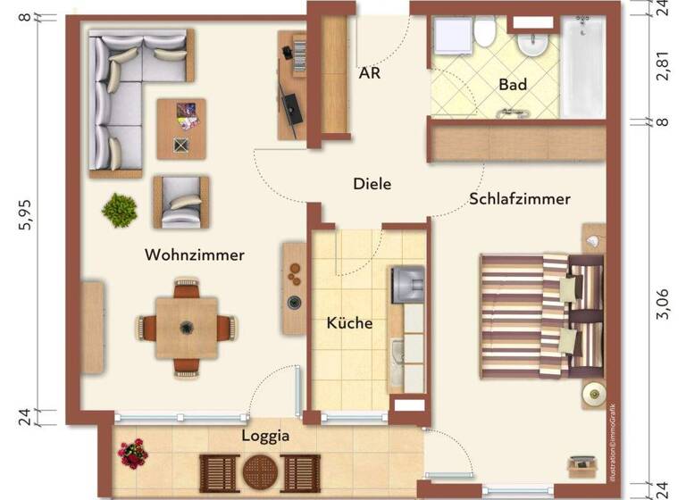 Wohnung zum Kauf 228.750 € 2 Zimmer 61,1 m² EG Weiherhof Zirndorf 90513