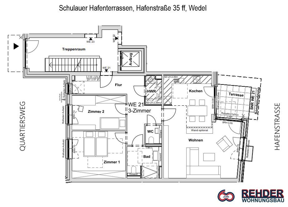 Terrassenwohnung zum Kauf provisionsfrei 795.000 € 3 Zimmer 106 m²<br/>Wohnfläche EG<br/>Geschoss Hafenstraße 43 Wedel 22880