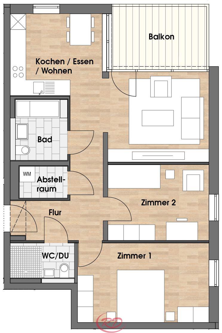 Wohnung zum Kauf 359.000 € 3 Zimmer 74,8 m²<br/>Wohnfläche 2.<br/>Geschoss Kerngebiet Waldkraiburg 84478