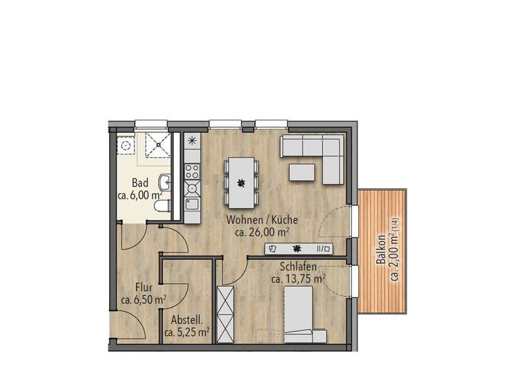 Wohnung zur Miete - Erstbezug 748 € 2 Zimmer 59,5 m² 2. Geschoss Distelweg 9 Tessin 18195