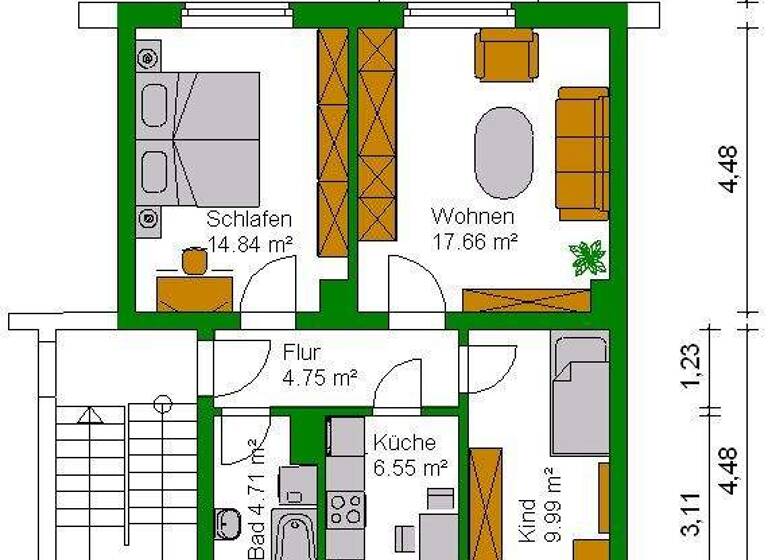 Wohnung zur Miete 335 € 3 Zimmer 60 m² EG frei ab 01.08.2026 Forststraße 69 Zeitz 06712