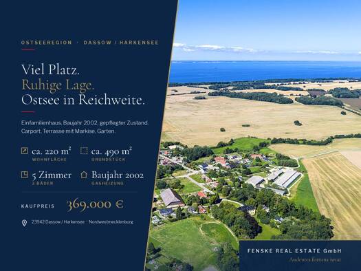 Einfamilienhaus zum Kauf 373.000 € 5 Zimmer 220 m² 490 m² Grundstück Prieschendorf Dassow 23942