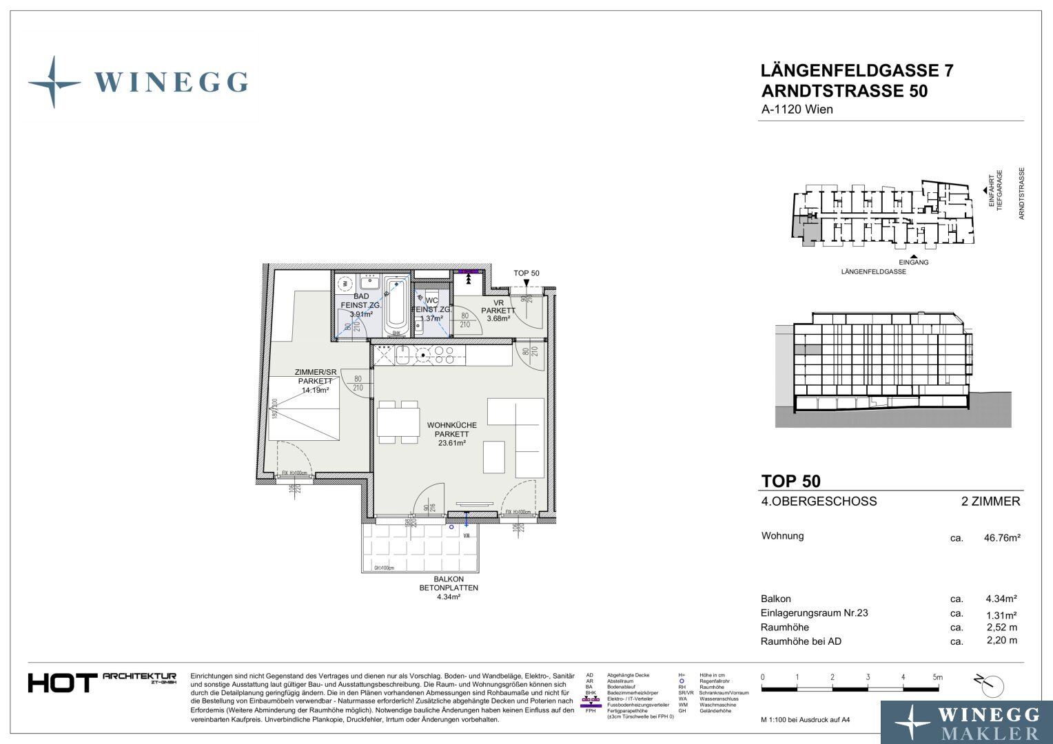 Wohnung zum Kauf provisionsfrei 311.700 € 2 Zimmer 46,8 m²<br/>Wohnfläche 4.<br/>Geschoss Arndtstraße 50 Wien 1120