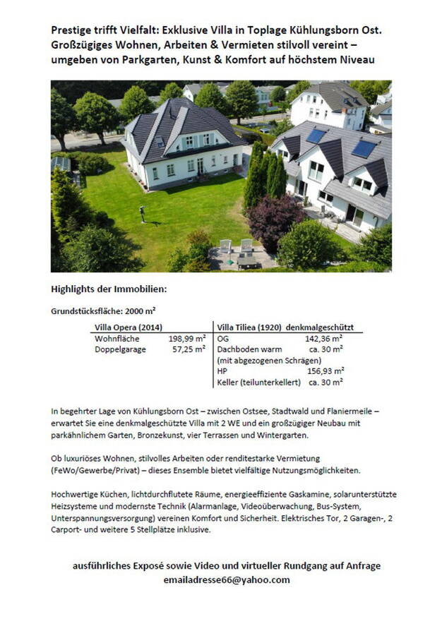 Villa zum Kauf provisionsfrei 3.950.000 € 22 Zimmer 498,3 m² 2.000 m² Grundstück frei ab 01.01.2026 Kühlungsborn 18225