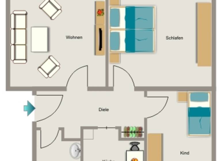 Wohnung zur Miete 581 € 3,5 Zimmer 69,1 m² 2. Geschoss frei ab 01.07.2026 Bernsteinstraße 7 Rheinkamp Mitte Moers 47445