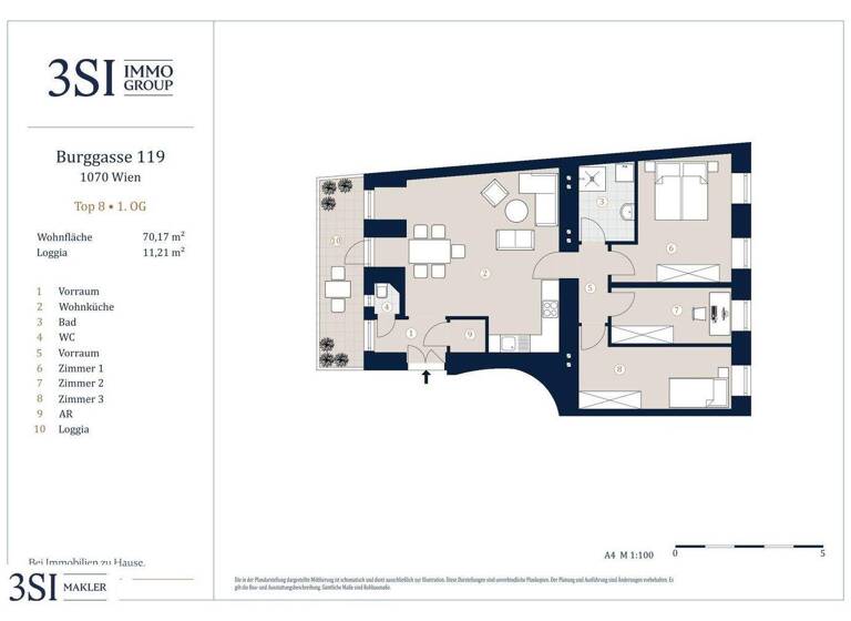 Wohnung zum Kauf - Erstbezug 591.000 € 4 Zimmer 78,8 m² 1. Geschoss Burggasse 119 Wien 1070