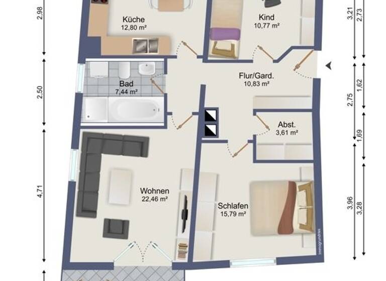 Wohnung zur Miete 765 € 3 Zimmer 87 m² 2. Geschoss frei ab sofort Nittenau 93149