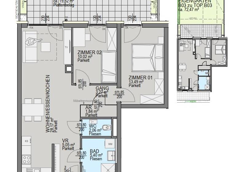 Wohnung zum Kauf - Erstbezug 345.500 € 3 Zimmer 69,3 m² EG Straßgang Graz 8054