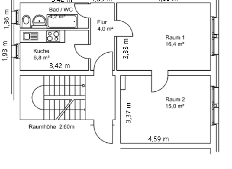 Wohnung zur Miete 370 € 3 Zimmer 59 m² 2. Geschoss Neschwitzer Straße 7b Kamenz 01917