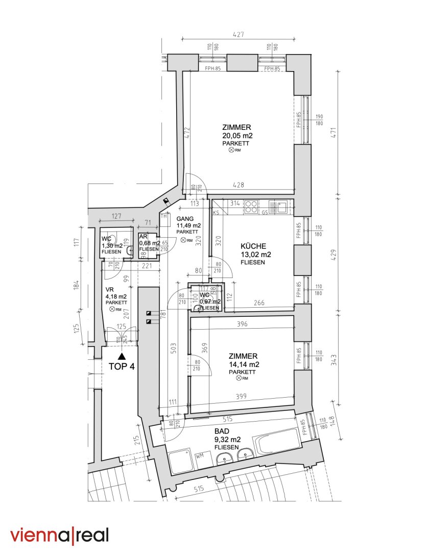 Büro-/Praxisfläche zur Miete 1.052 € 2 Zimmer Pasteurgasse Wien 1090