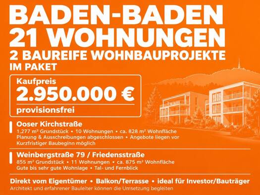 Grundstück zum Kauf provisionsfrei 2.950.000 € 2.000 m² Grundstück Ooser Kirchstraße 5 Oos Baden-Baden 76530