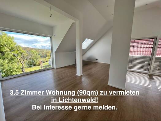Wohnung zur Miete 1.170 € 3,5 Zimmer 90 m² Geschoss 1/3 frei ab sofort Thomashardt Lichtenwald 73669