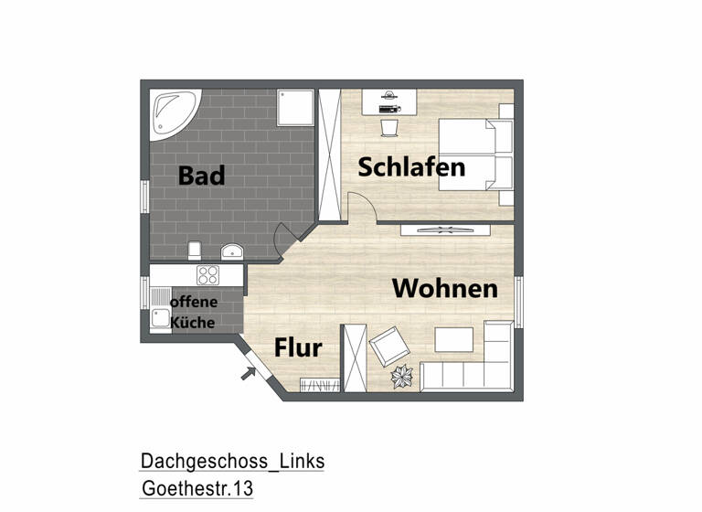 Wohnung zur Miete 360 € 2 Zimmer 59,1 m² 3. Geschoss Goethestraße 13 Innenstadt Riesa 01589