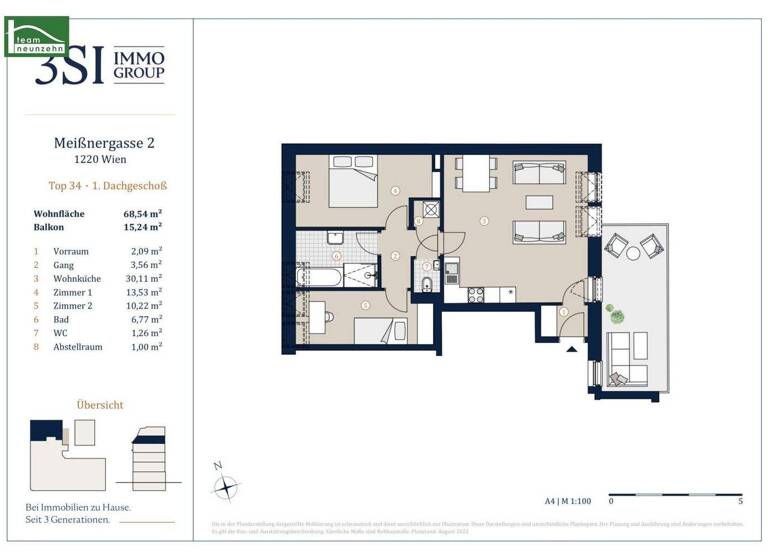 Wohnung zum Kauf 529.000 € 3 Zimmer 68,5 m² 4. Geschoss Meißnergasse 2 Wien 1220