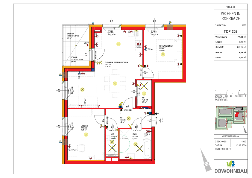 Wohnung zur Miete 762 € 3 Zimmer 77,4 m²<br/>Wohnfläche 1.<br/>Geschoss Fadingerstraße Rohrbach-Berg 4150