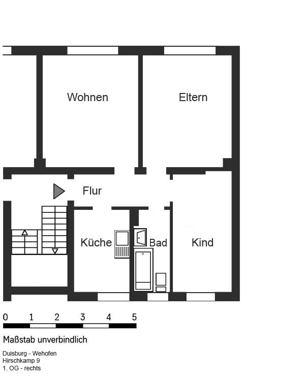 Wohnung zur Miete 469 € 3,5 Zimmer 56,6 m²<br/>Wohnfläche 1.<br/>Geschoss Hirschkamp 9 Wehofen Duisburg 47169