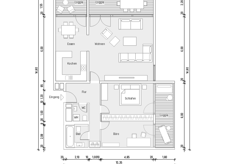 Loft zum Kauf 945.000 € 3 Zimmer 113,1 m² 17. Geschoss Milbertshofen-Am Hart München 80809