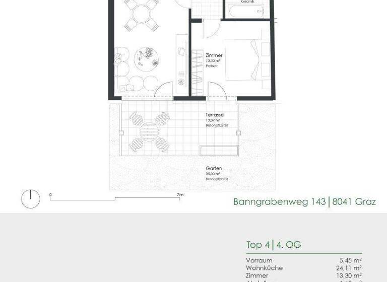 Wohnung zur Miete 639 € 2 Zimmer 51 m² EG Banngrabenweg 143 Liebenau Graz,07.Bez.:Liebenau 8041