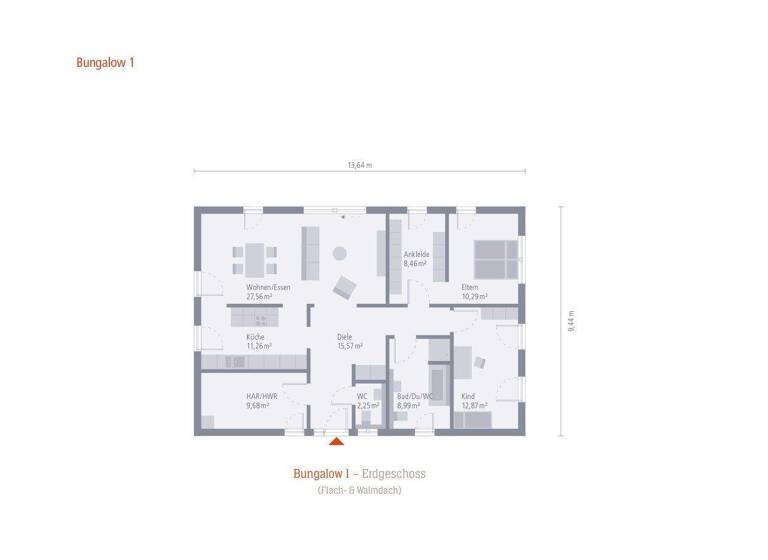 Bungalow zum Kauf 393.900 € 3 Zimmer 106 m² 630 m² Grundstück Feldhausen Gammertingen 72501