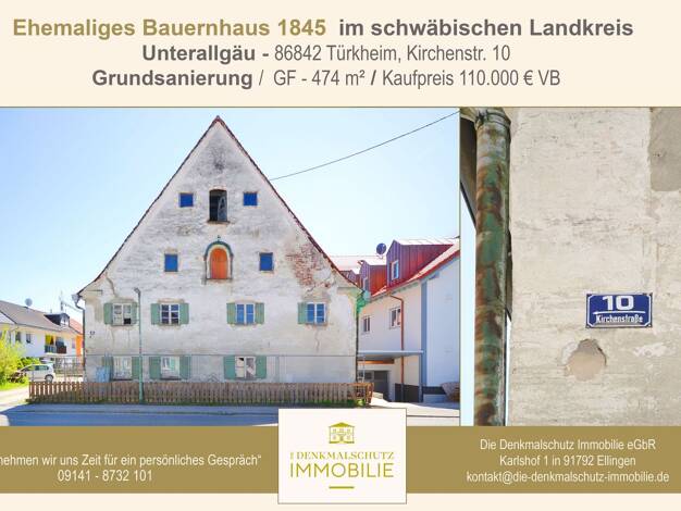 Haus zum Kauf 110.000 € 9 Zimmer 200 m² 474 m² Grundstück Kirchenstraße 10 Türkheim Türkheim 86842